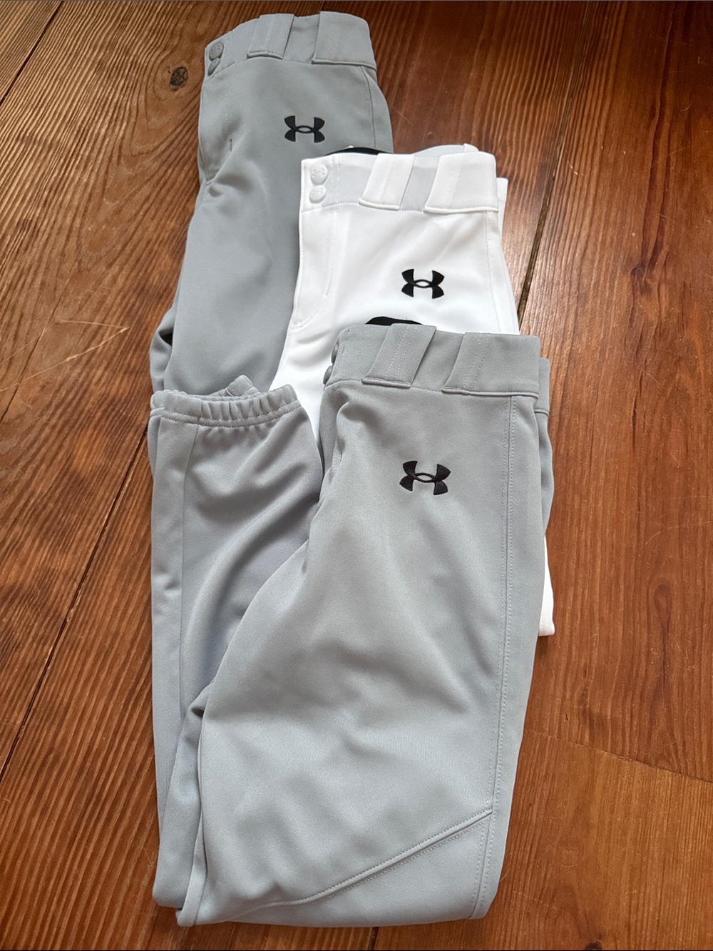 Under Armour Kids' Baseball Pants - Gray & White 3-Pack youth medium